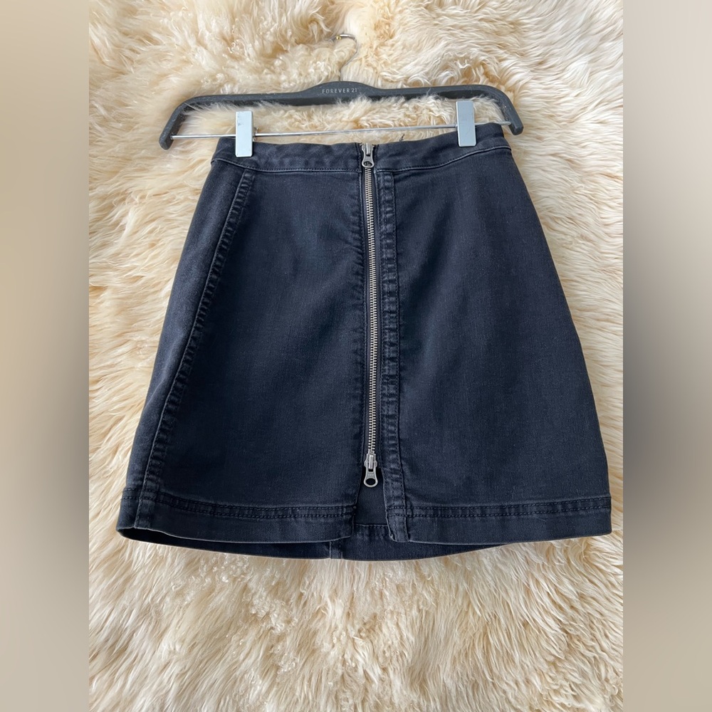 Free People Black Denim Mini Skirt.